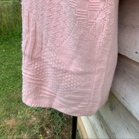 Vintage Pastel Pink Mock Neck Long Sleeve Pullover Oversize Cable Knit Sweater - Picture 14 of 16